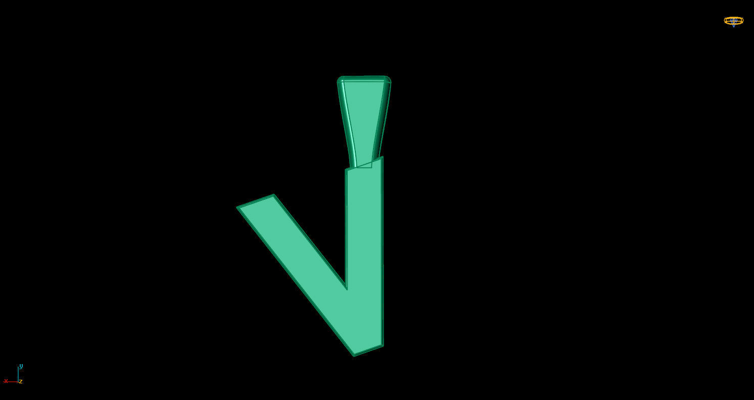 Pendant V letter 3D print model_10