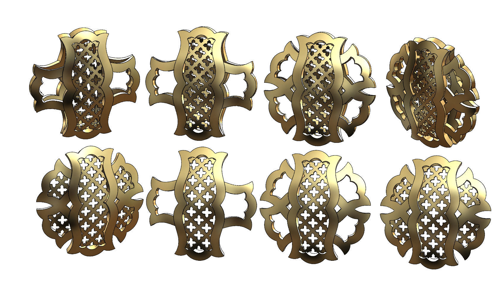 Double sided arabian pattern pendants with moucharabieh motifs 3D print model_1