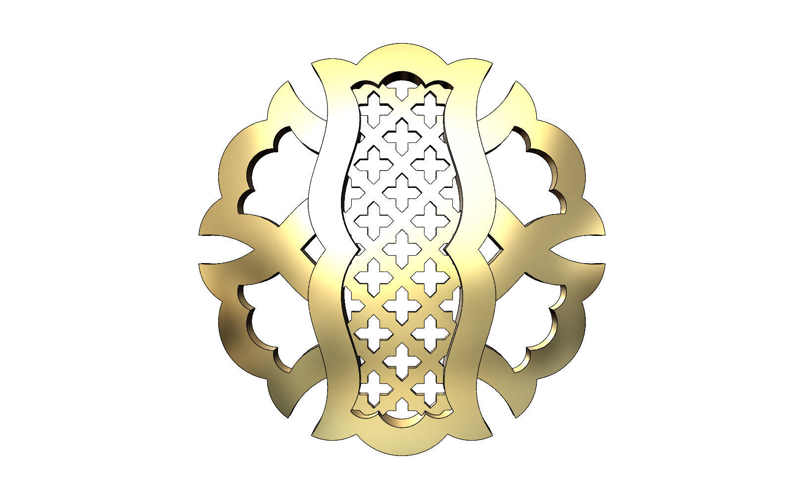 Double sided arabian pattern pendants with moucharabieh motifs 3D print model_22