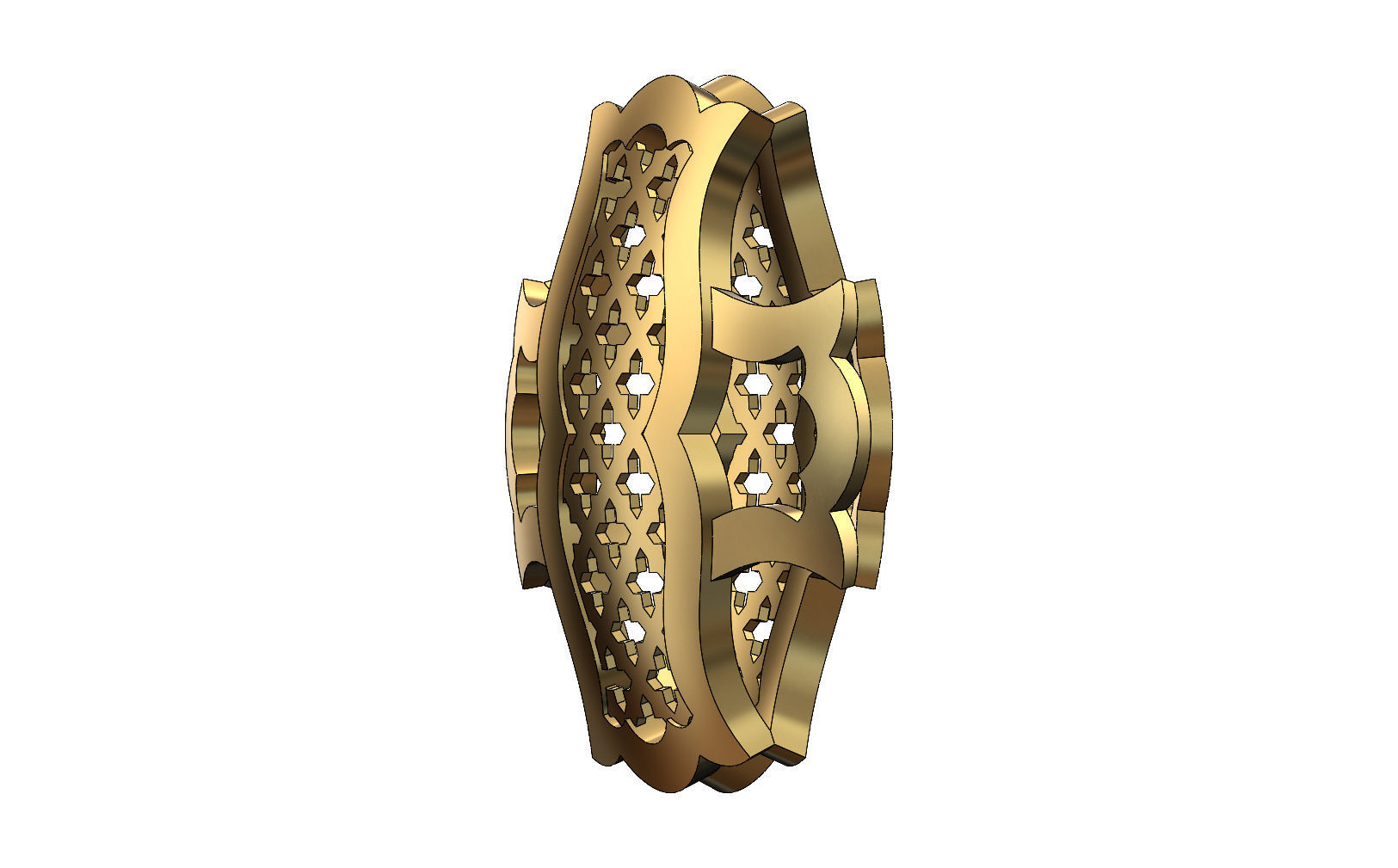 Double sided arabian pattern pendants with moucharabieh motifs 3D print model_27