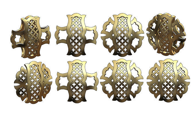 Double sided arabian pattern pendants with moucharabieh motifs 3D print model