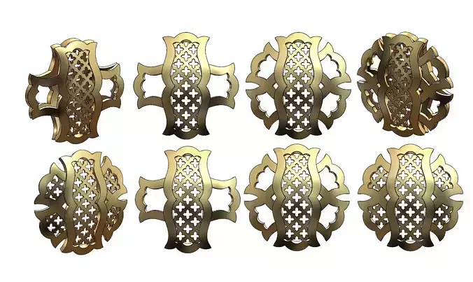 Double sided arabian pattern pendants with moucharabieh motifs 3D print model