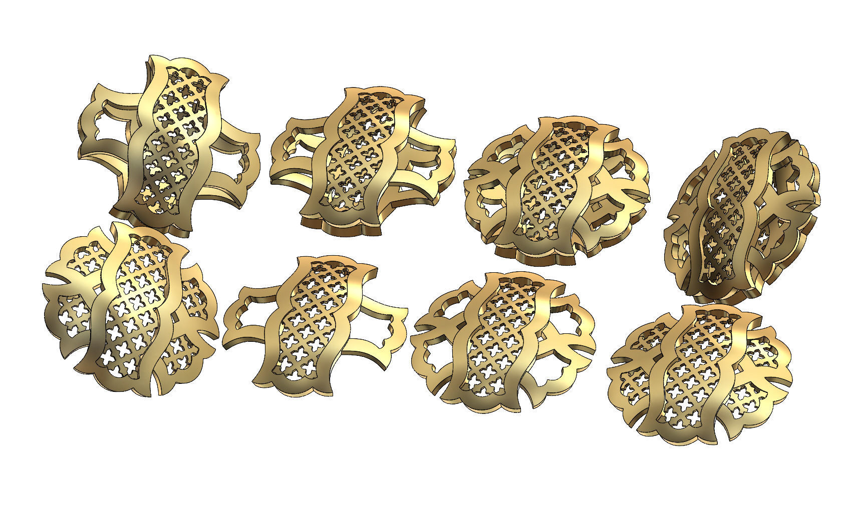 Double sided arabian pattern pendants with moucharabieh motifs 3D print model_2