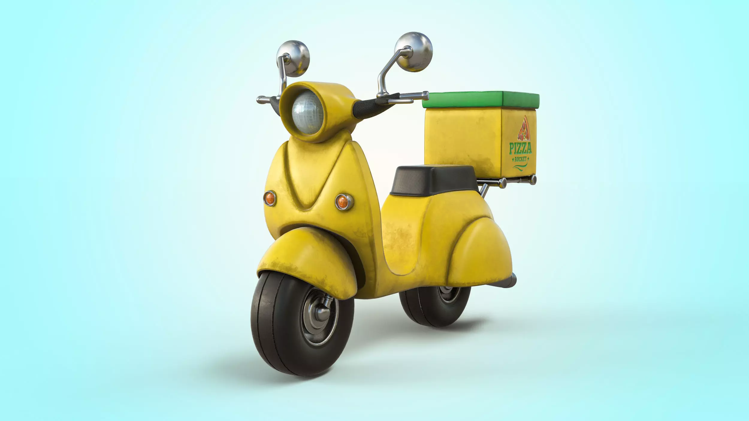 Cartoon Vespa Pizza Delivery Low-poly 3D model