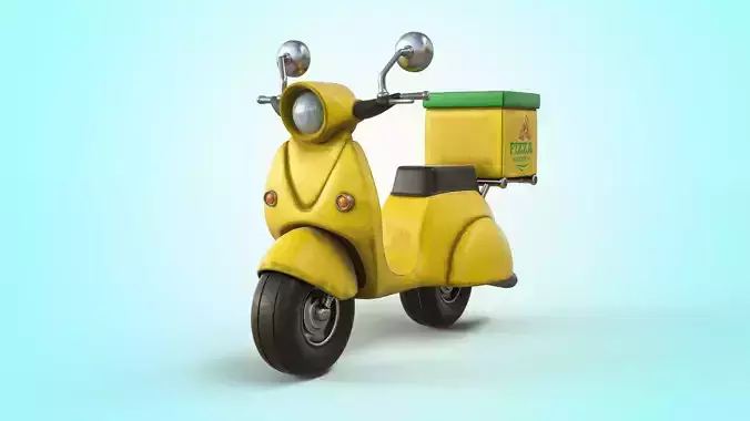 Cartoon Vespa Pizza Delivery  Low-poly 3D model