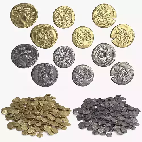 Old Coins Low-poly 3D model