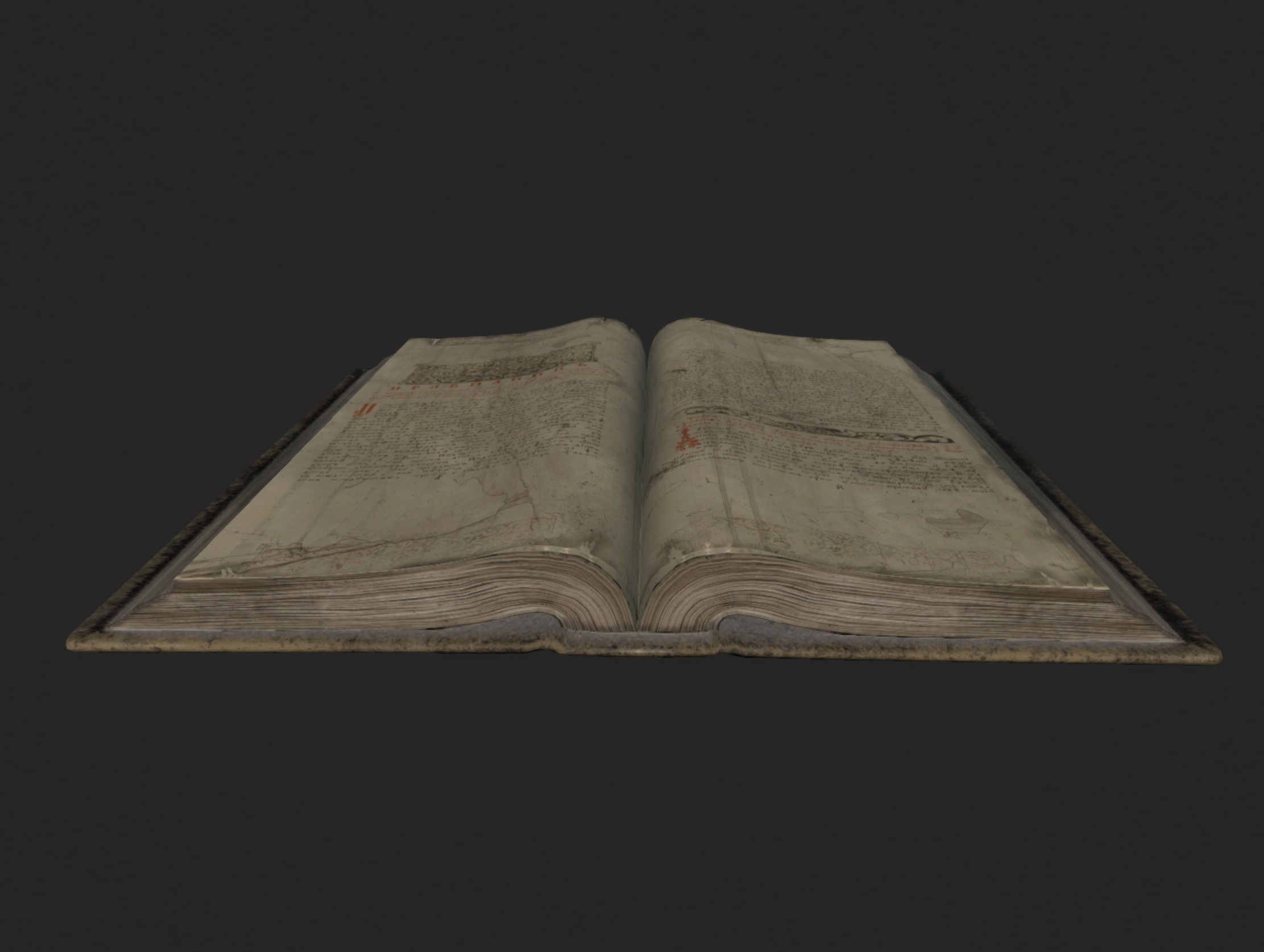 Ancient Opened Book Low-poly 3D model_4