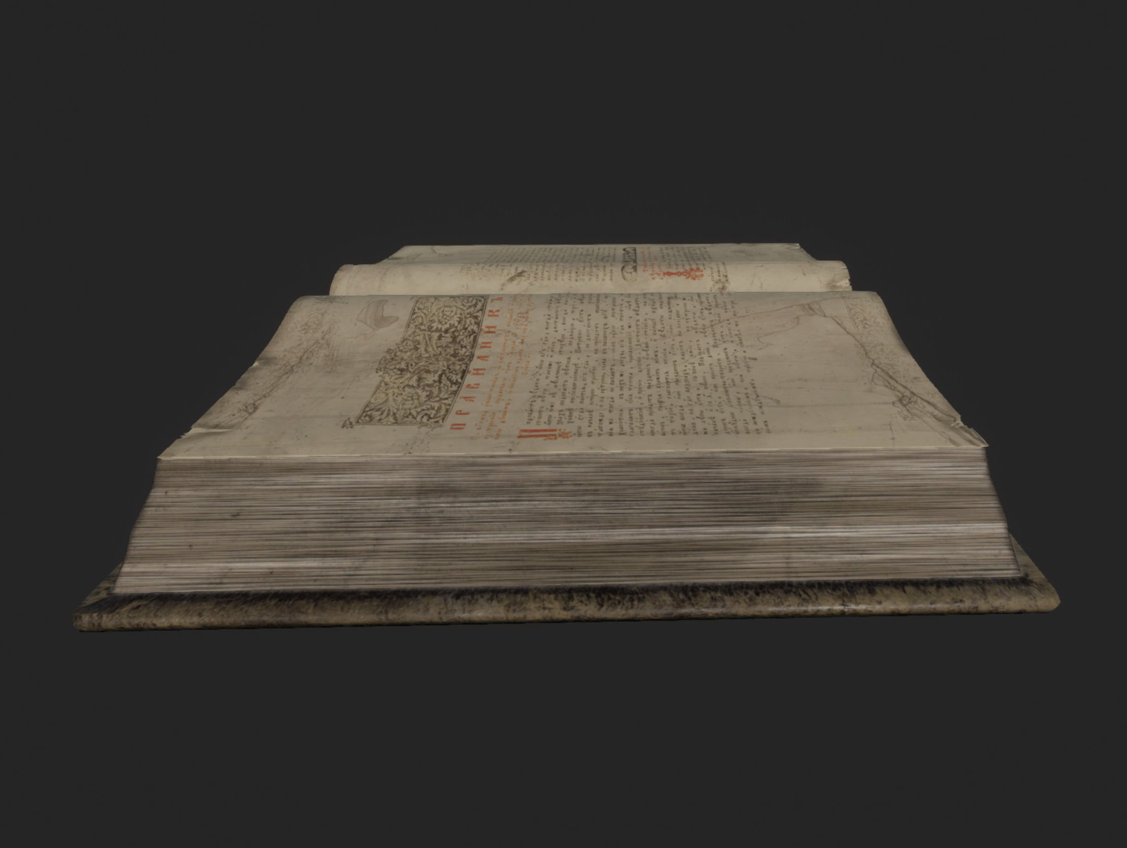 Ancient Opened Book Low-poly 3D model_10