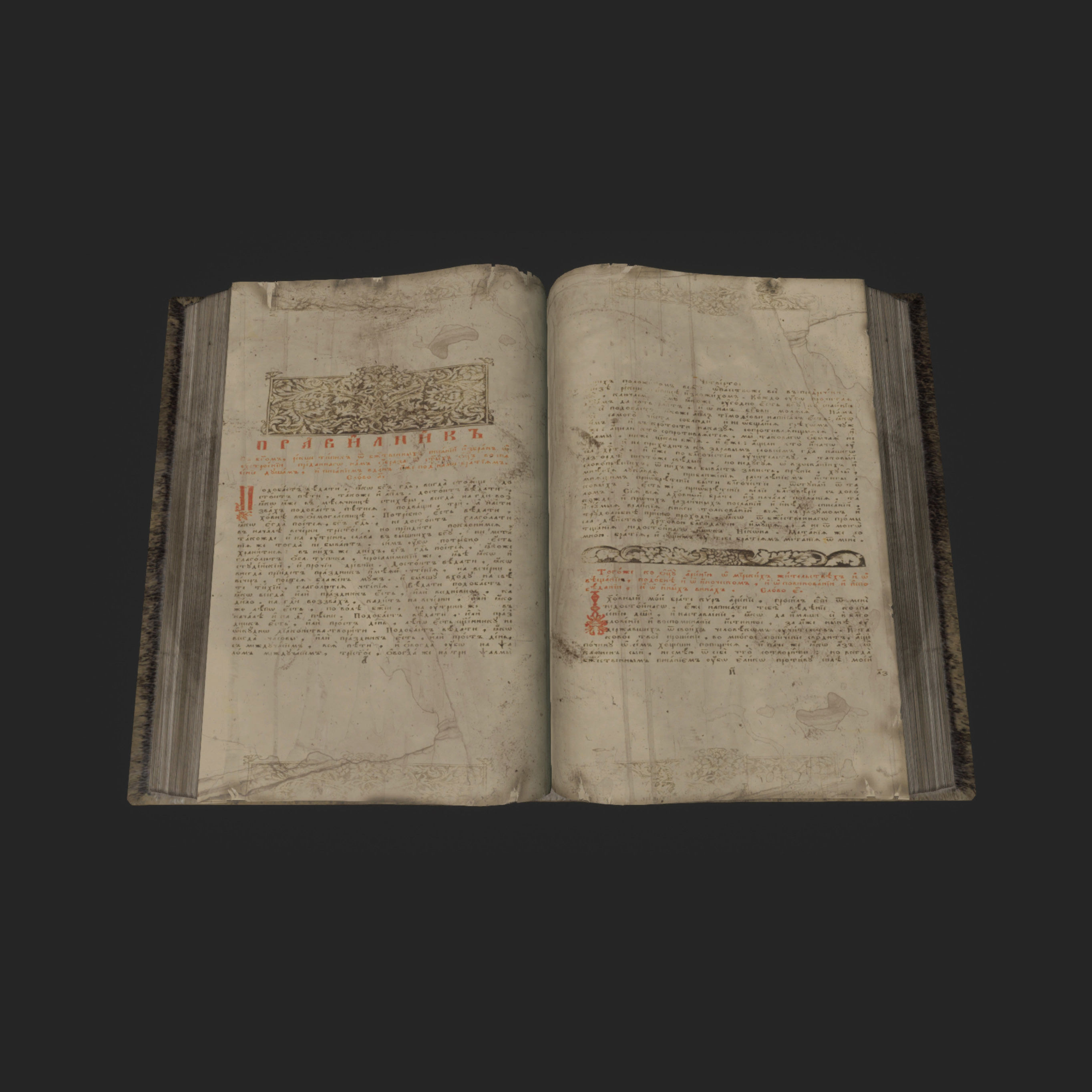 Ancient Opened Book Low-poly 3D model_0