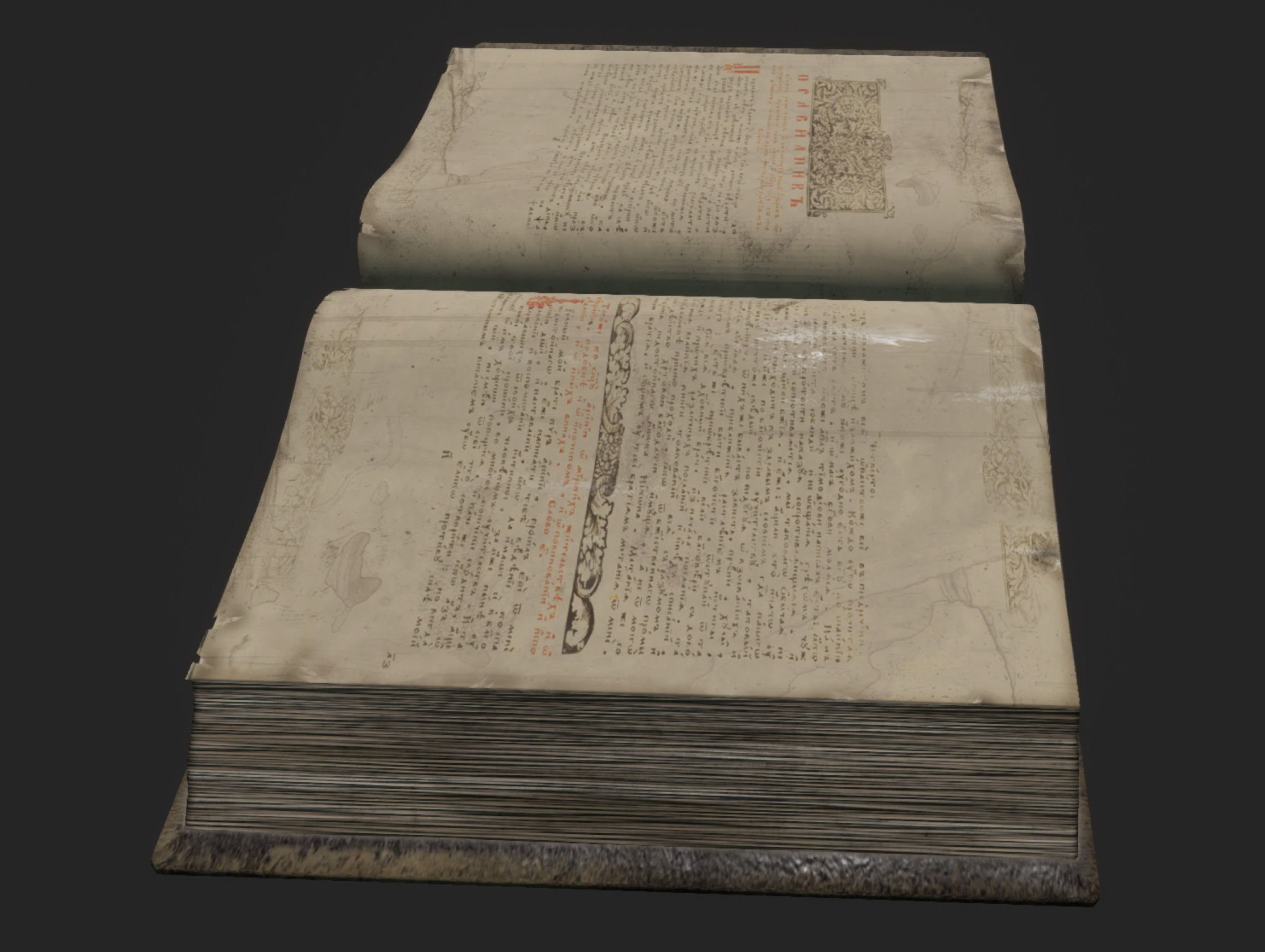 Ancient Opened Book Low-poly 3D model_11
