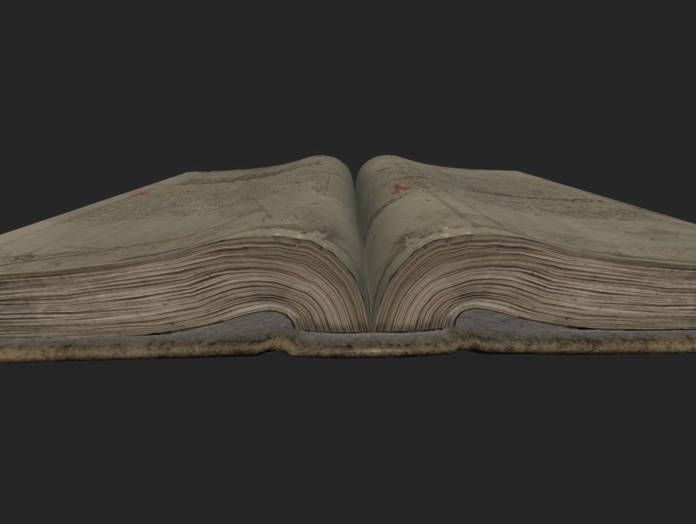 Ancient Opened Book Low-poly 3D model_5