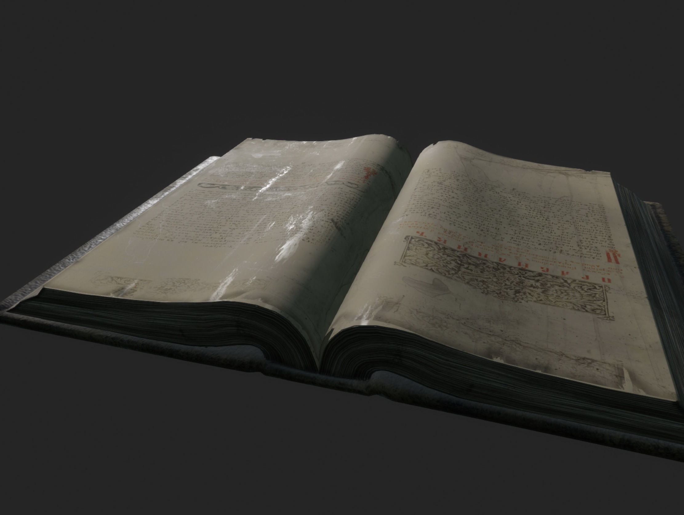 Ancient Opened Book Low-poly 3D model_13