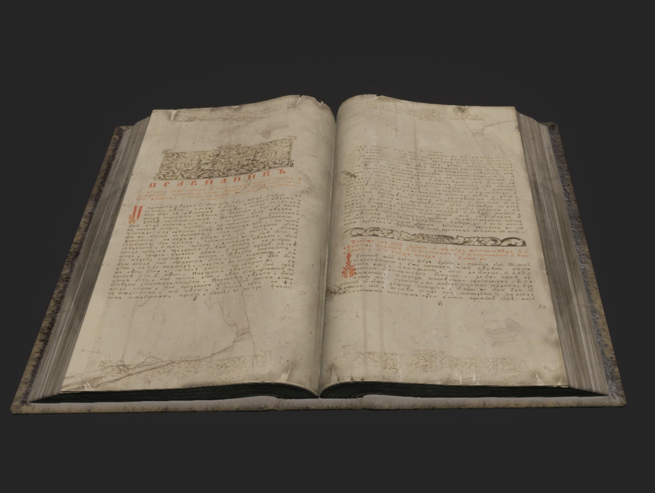 Ancient Opened Book Low-poly 3D model_1