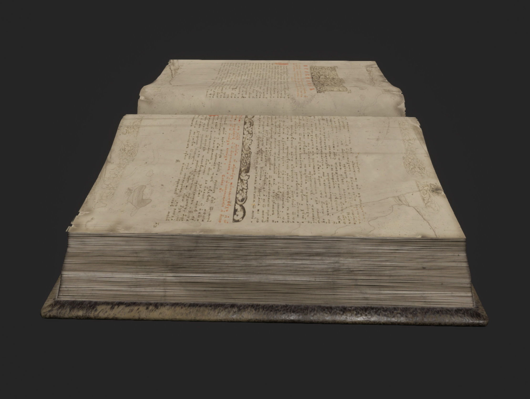 Ancient Opened Book Low-poly 3D model_2