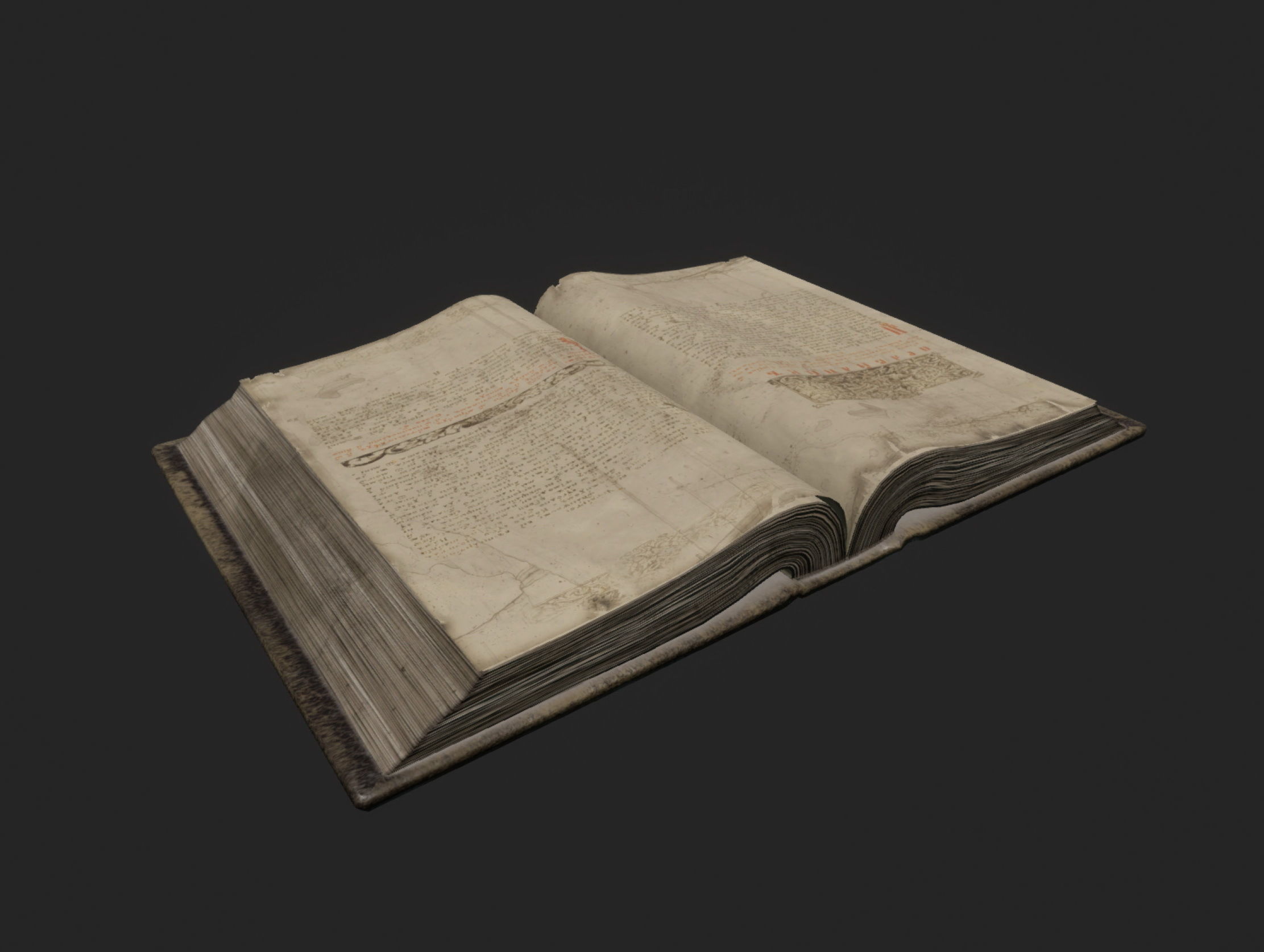 Ancient Opened Book Low-poly 3D model_3
