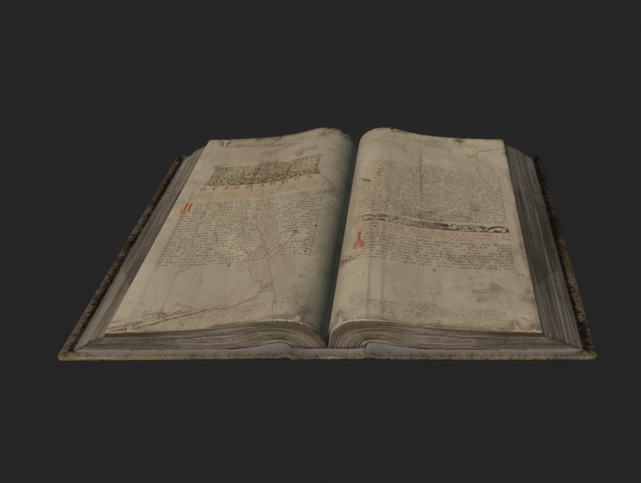 Ancient Opened Book Low-poly 3D model_8