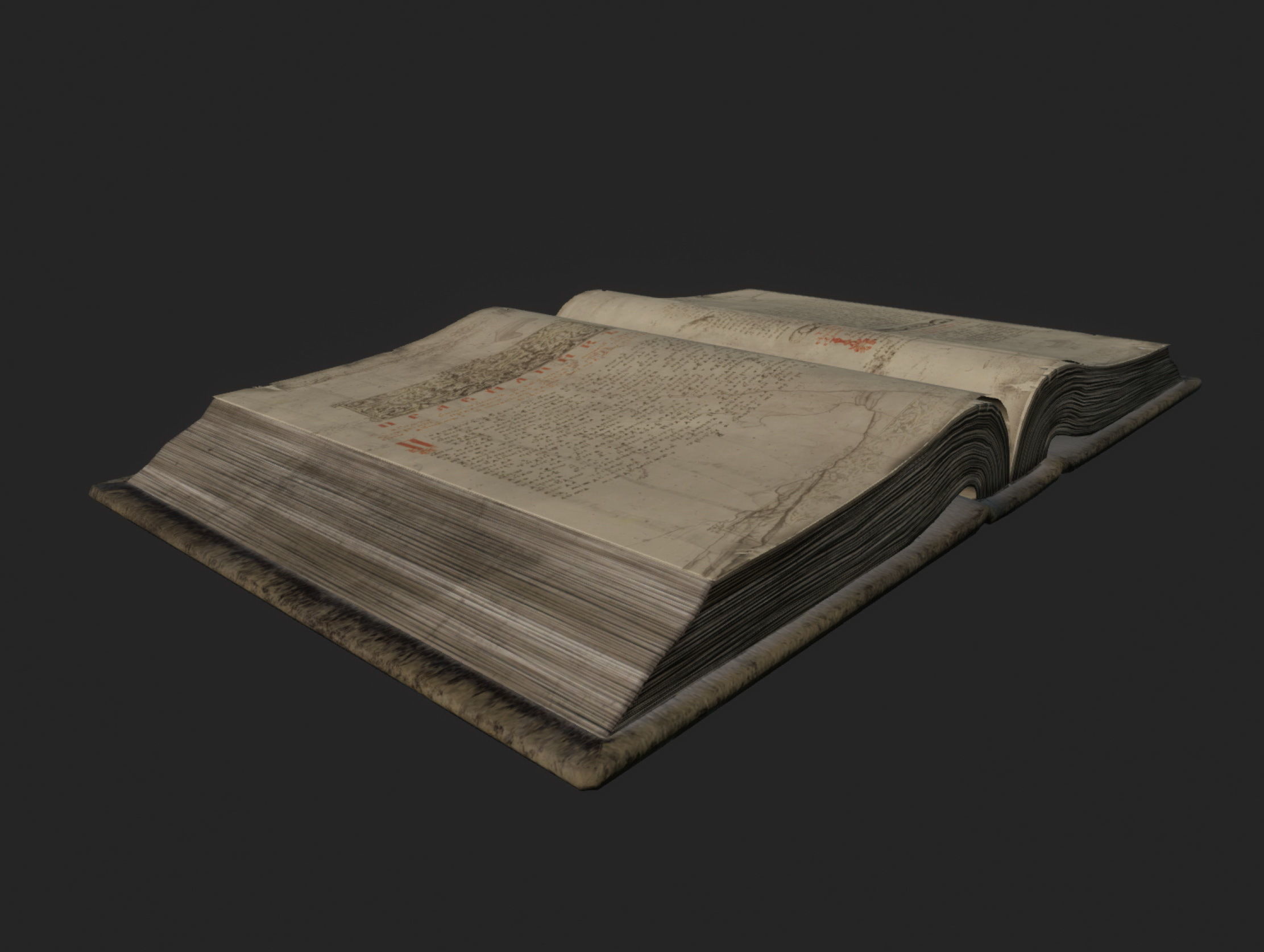 Ancient Opened Book Low-poly 3D model_9
