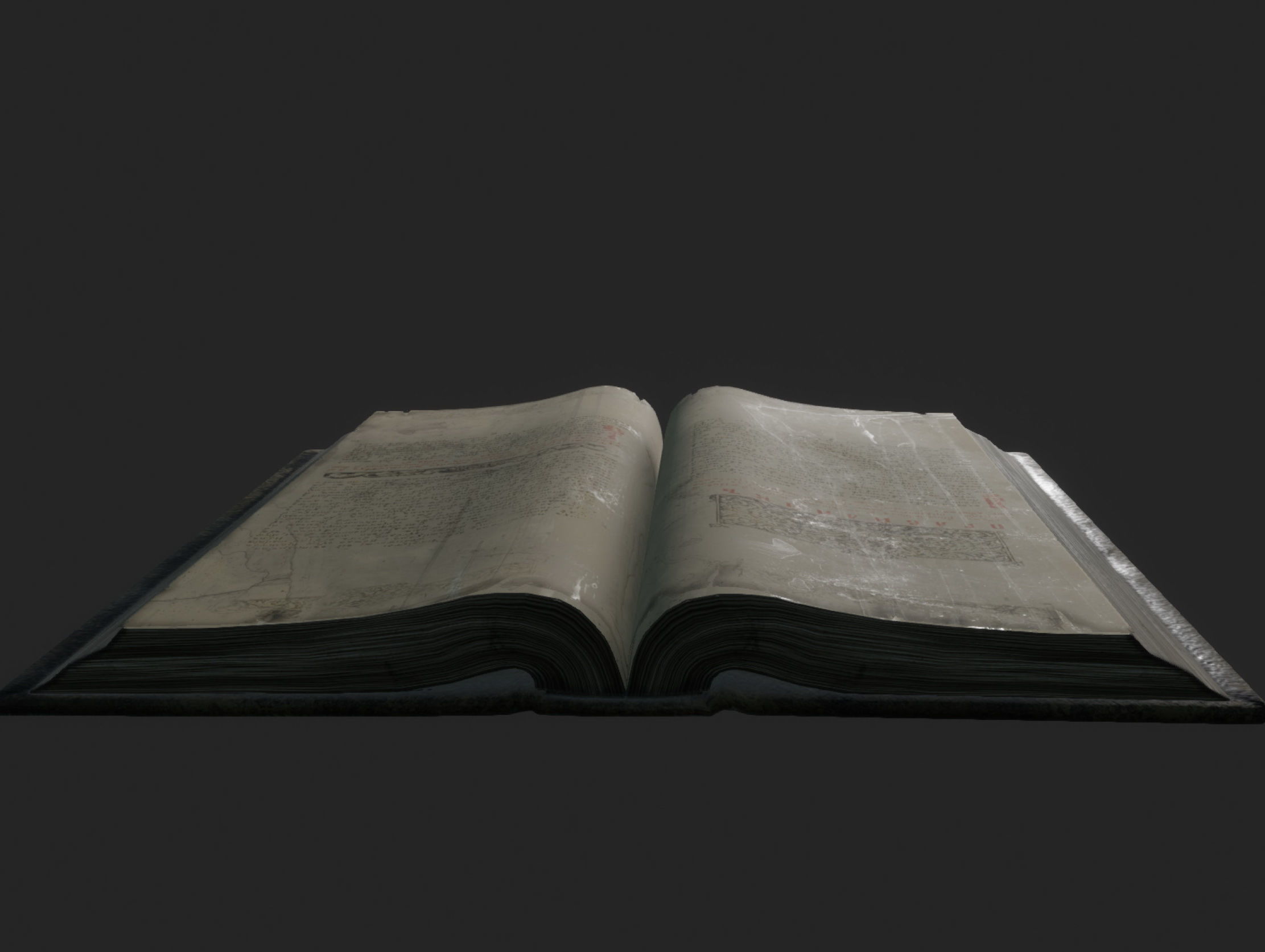Ancient Opened Book Low-poly 3D model_12