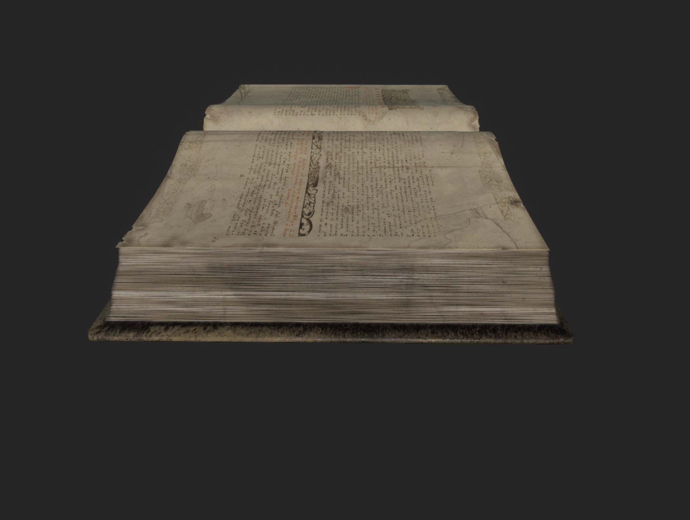 Ancient Opened Book Low-poly 3D model_7