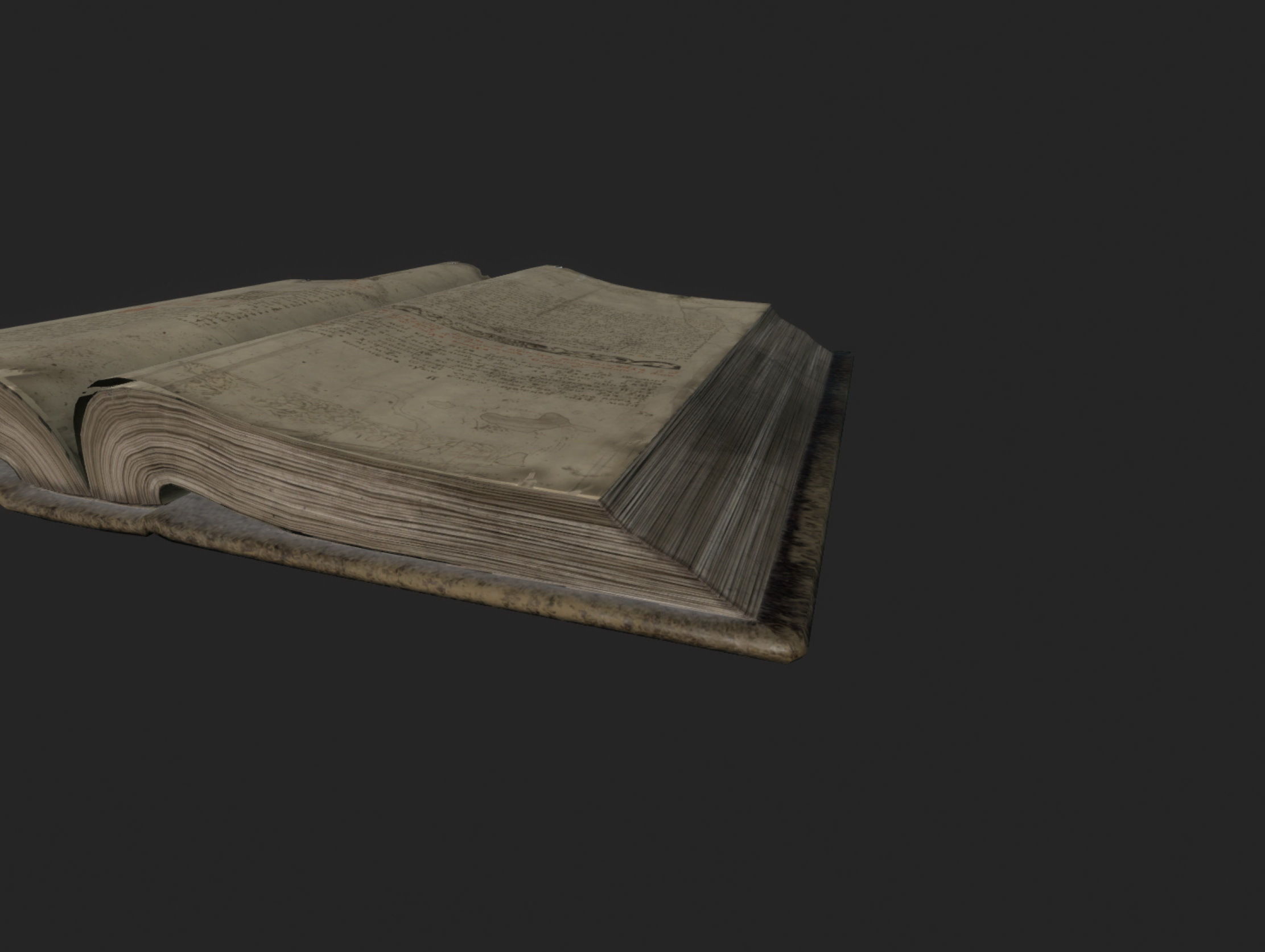 Ancient Opened Book Low-poly 3D model_6
