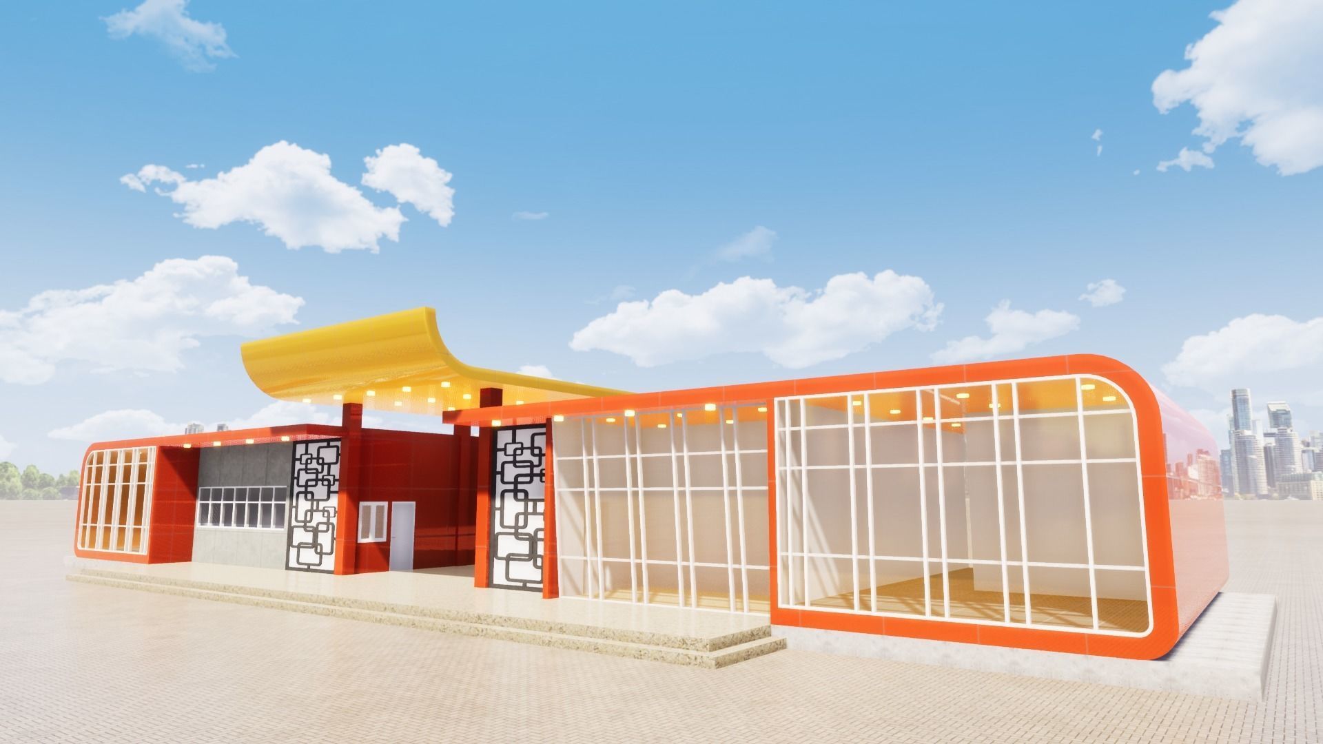 Rest Swimming Pool Building 3D model_1