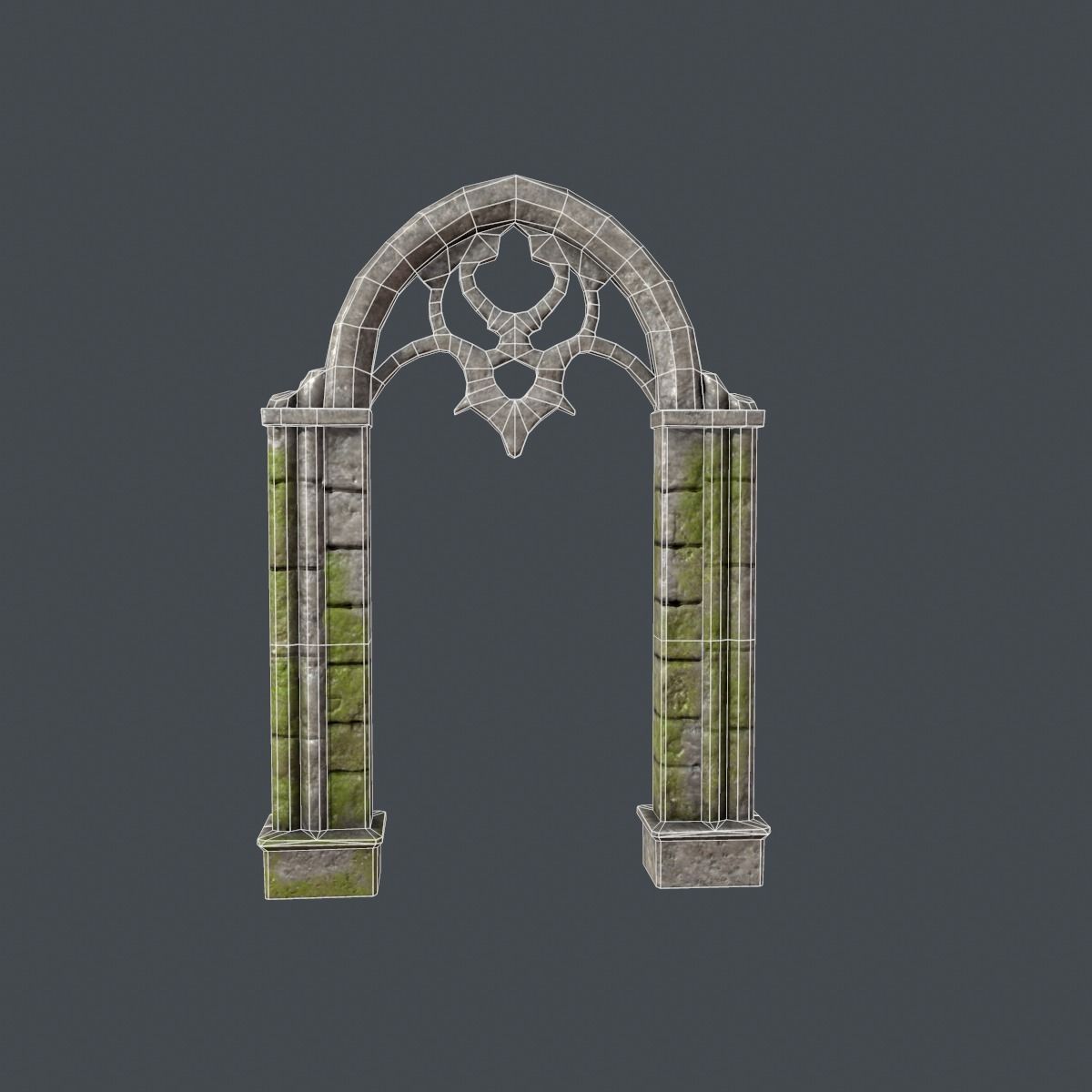 Arch model old stone archway Low-poly 3D model_3