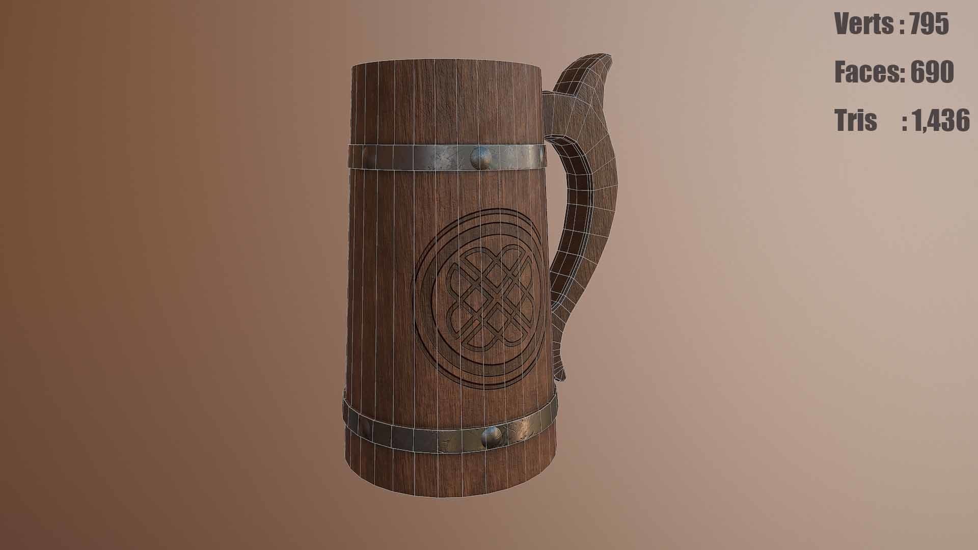 Medieval beer mug Free low-poly 3D model_1