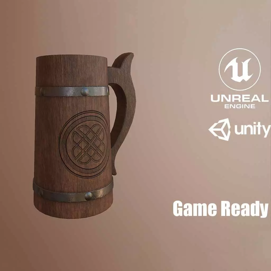 Medieval beer mug Free low-poly 3D model_0