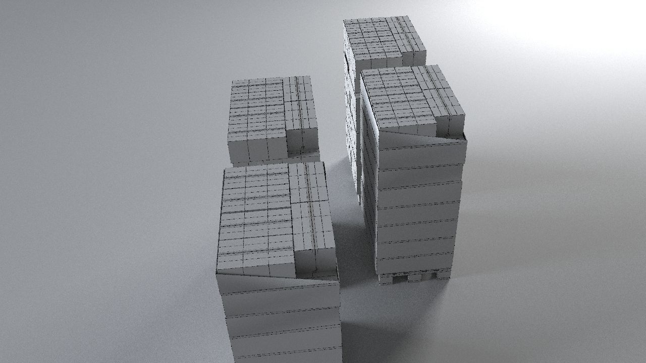 EUR Wood Pallet with box in strach set Low-poly 3D model_20