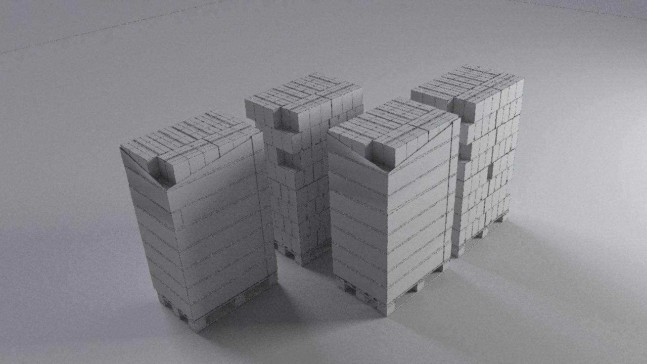 EUR Wood Pallet with box in strach set Low-poly 3D model_24