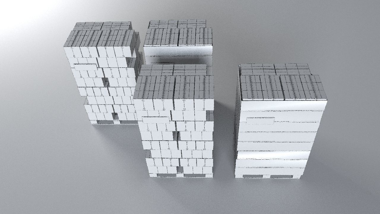 EUR Wood Pallet with box in strach set Low-poly 3D model_12