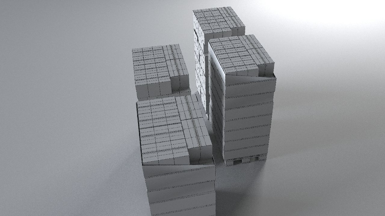 EUR Wood Pallet with box in strach set Low-poly 3D model_14