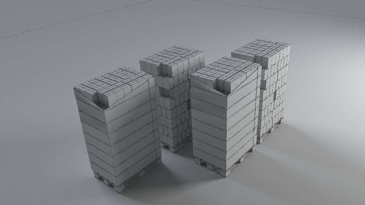 EUR Wood Pallet with box in strach set Low-poly 3D model_23