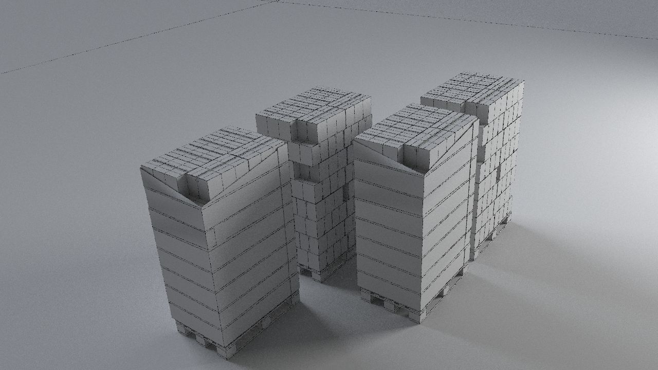 EUR Wood Pallet with box in strach set Low-poly 3D model_22