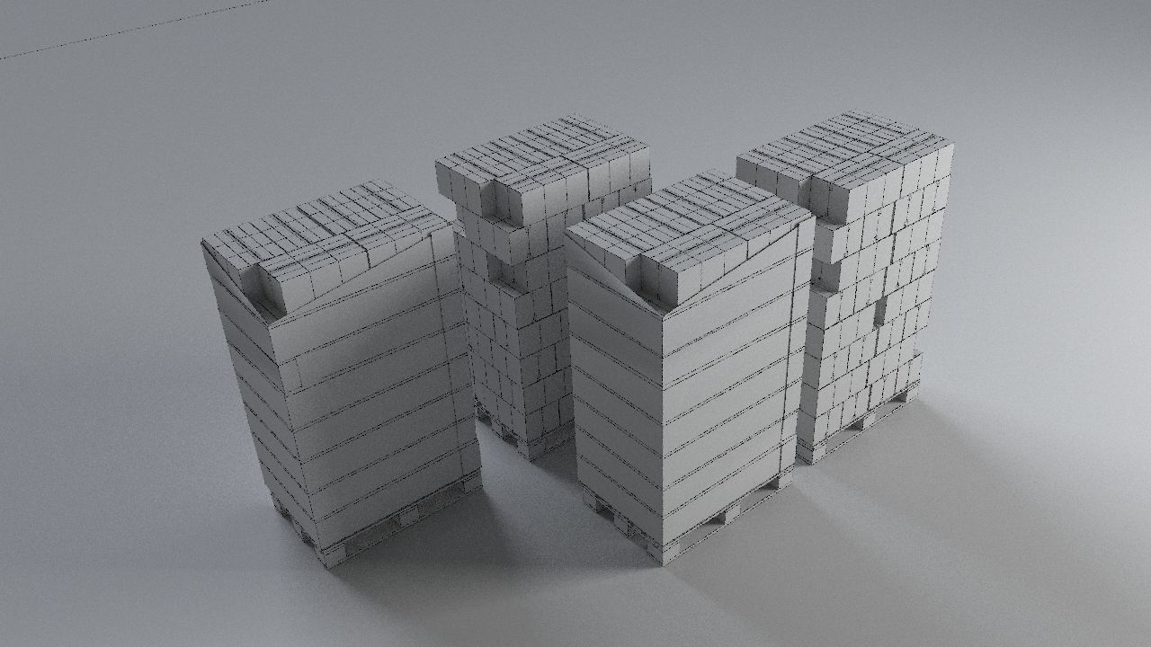 EUR Wood Pallet with box in strach set Low-poly 3D model_25