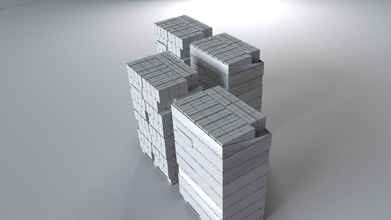 EUR Wood Pallet with box in strach set Low-poly 3D model_11