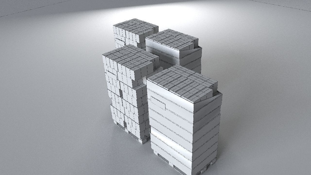 EUR Wood Pallet with box in strach set Low-poly 3D model_10