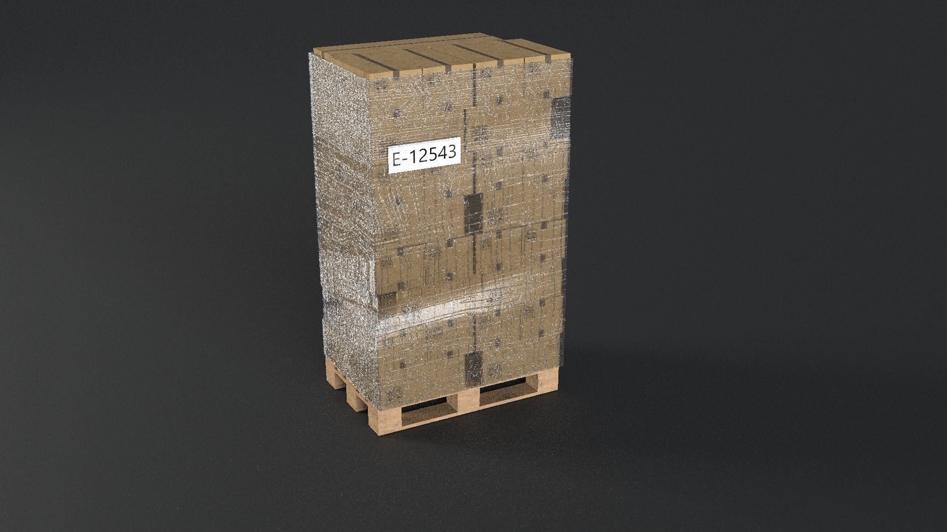 EUR Wood Pallet with box in strach set Low-poly 3D model_35