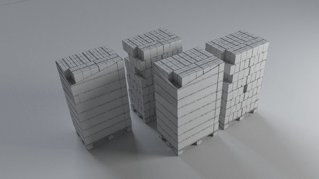 EUR Wood Pallet with box in strach set Low-poly 3D model_26