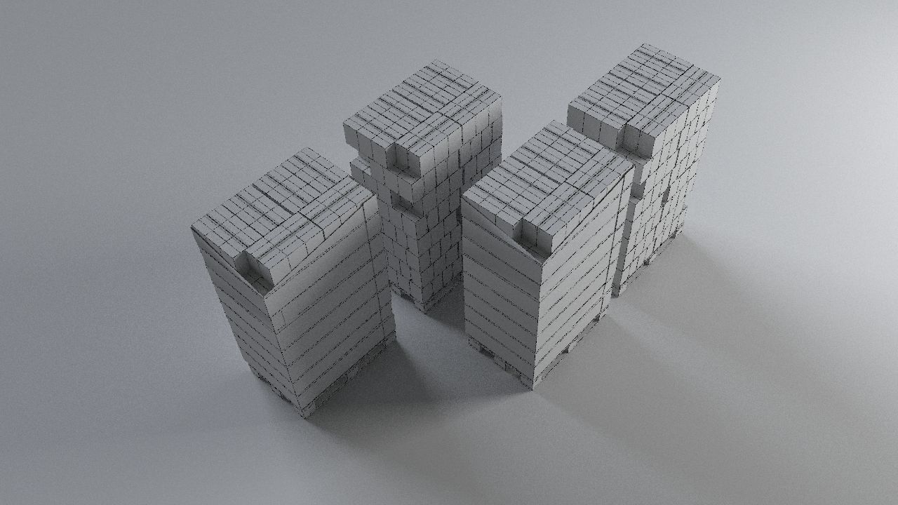 EUR Wood Pallet with box in strach set Low-poly 3D model_31