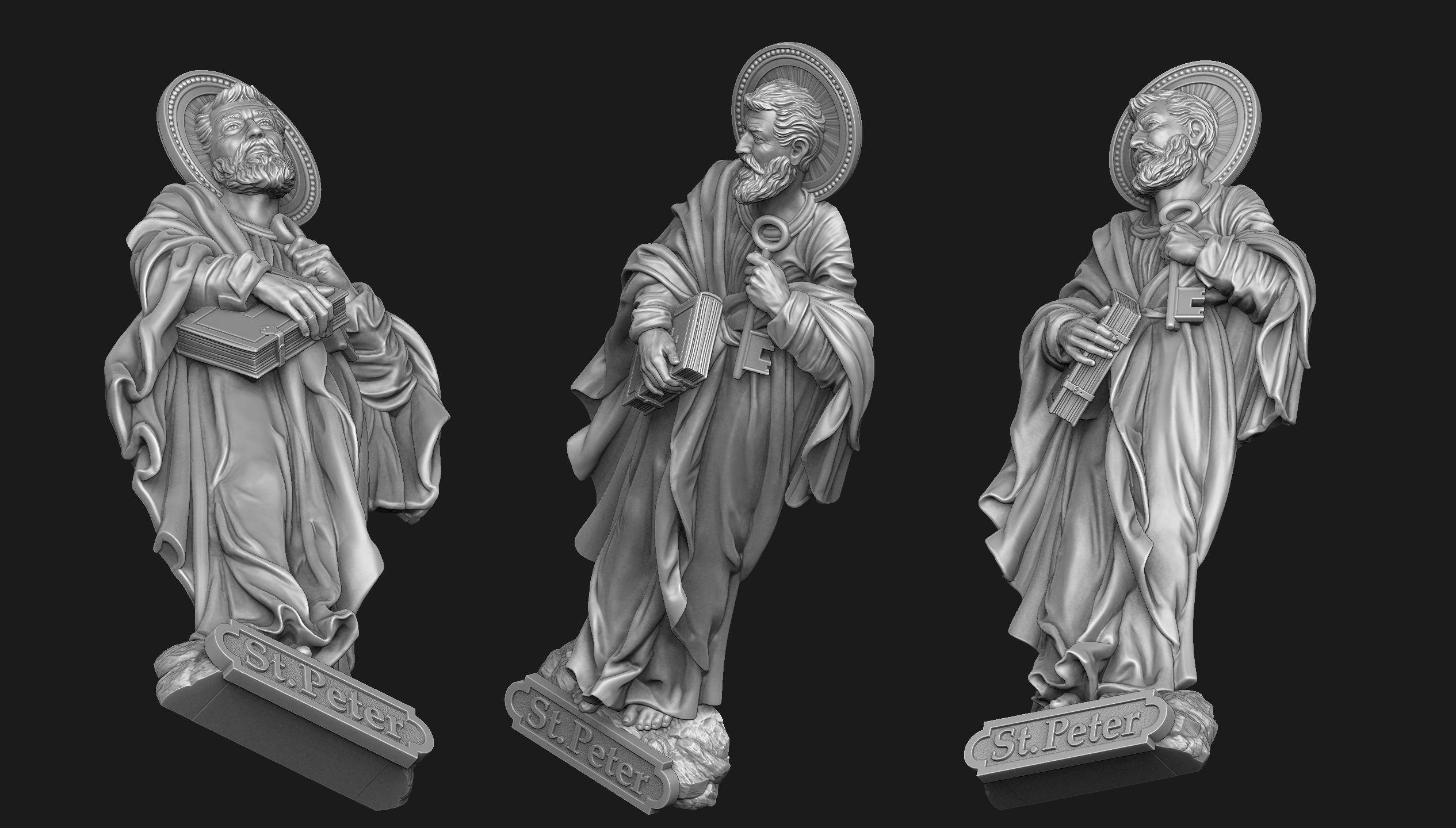 Saint Peter Bas-Relief 3D print model_3