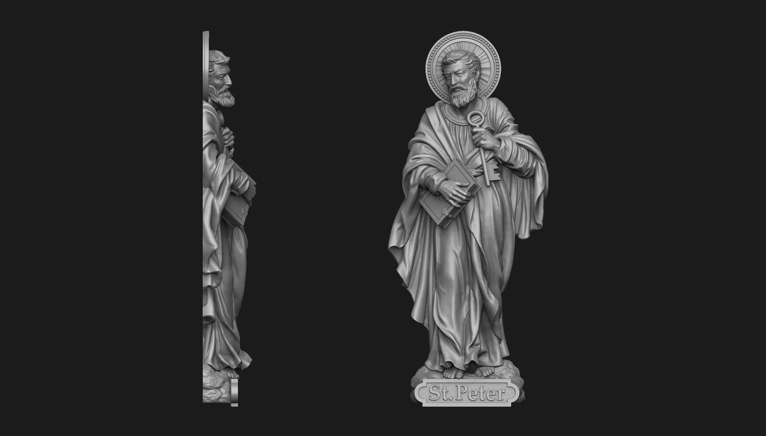 Saint Peter Bas-Relief 3D print model_0