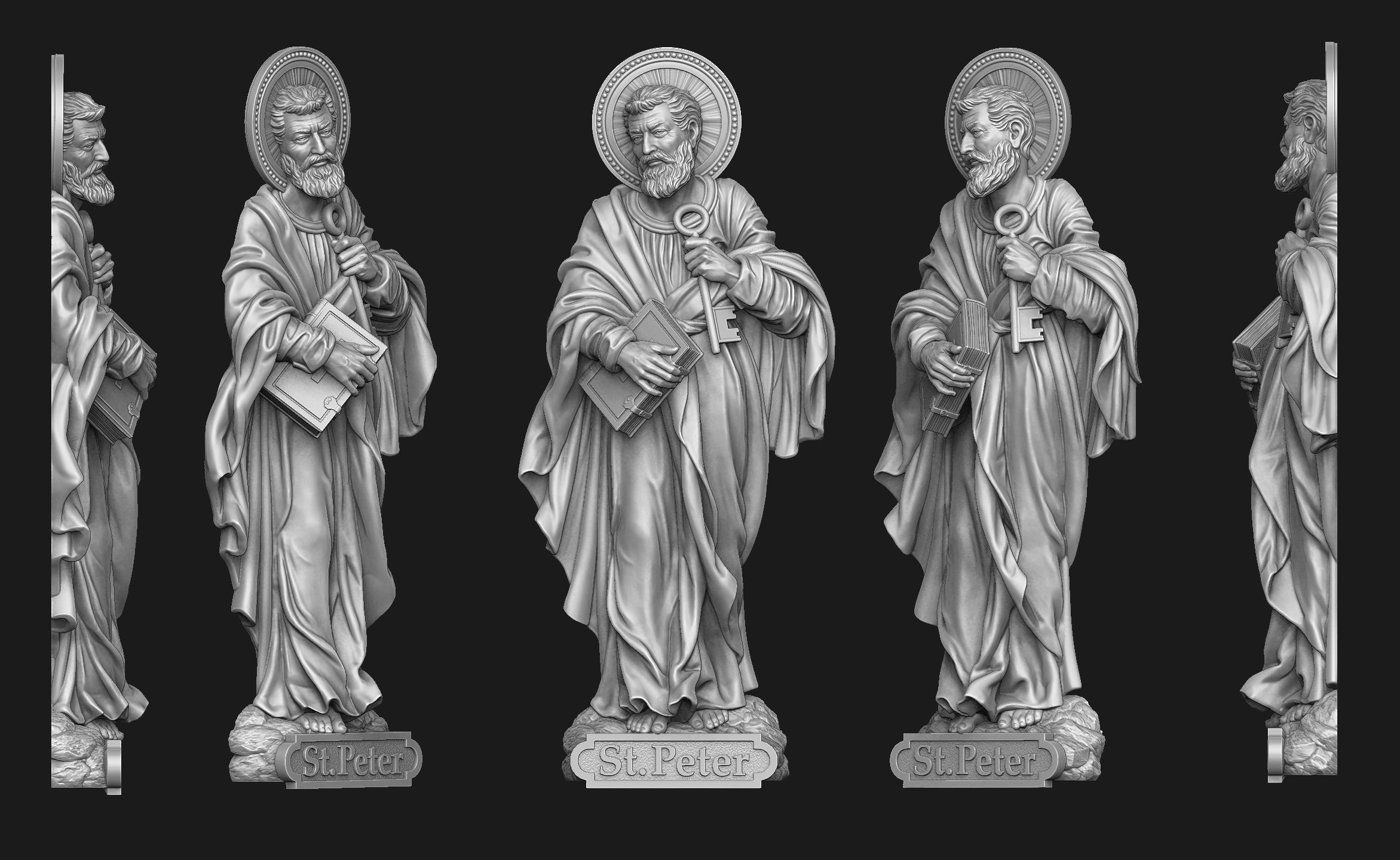 Saint Peter Bas-Relief 3D print model_1
