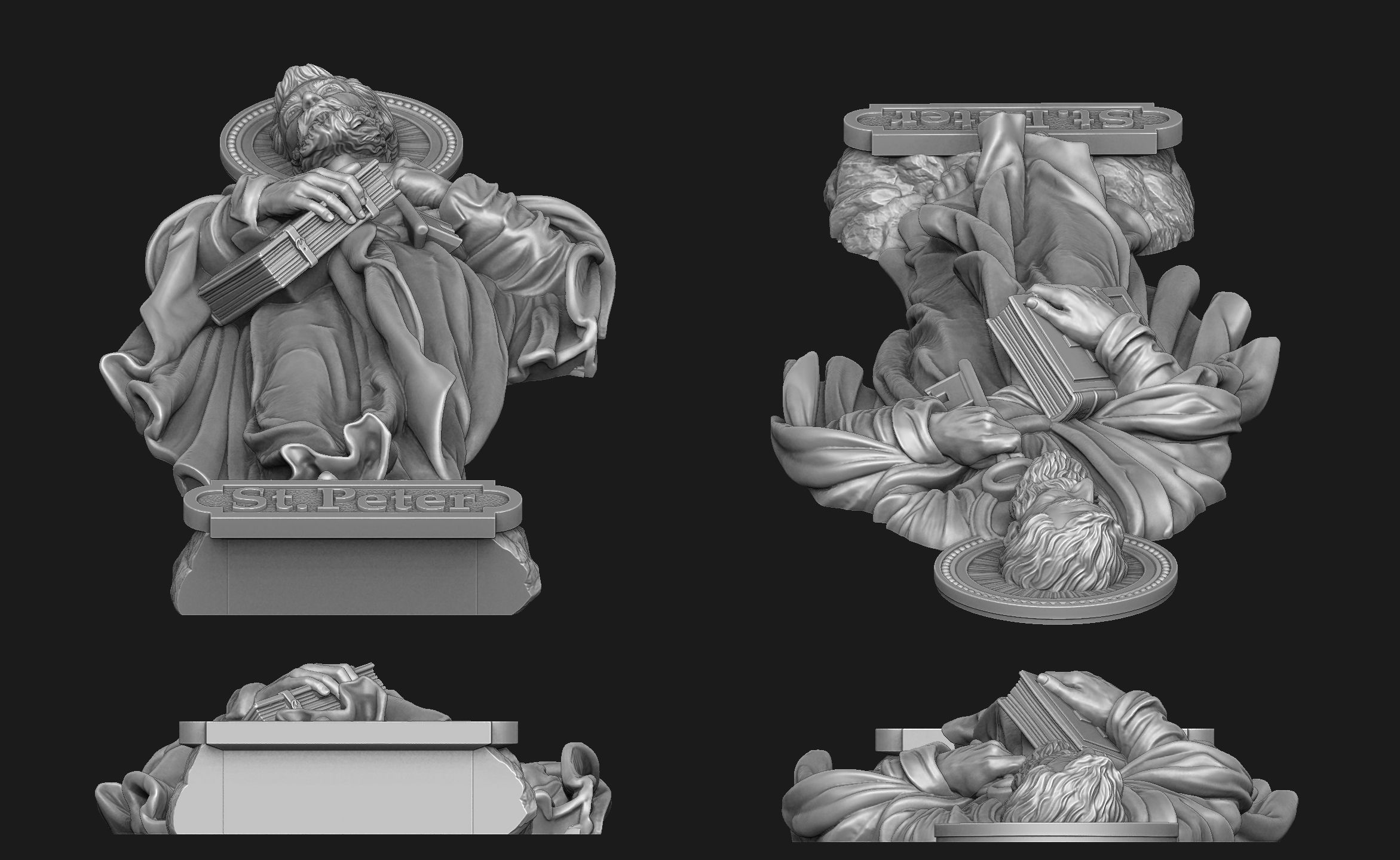 Saint Peter Bas-Relief 3D print model_2