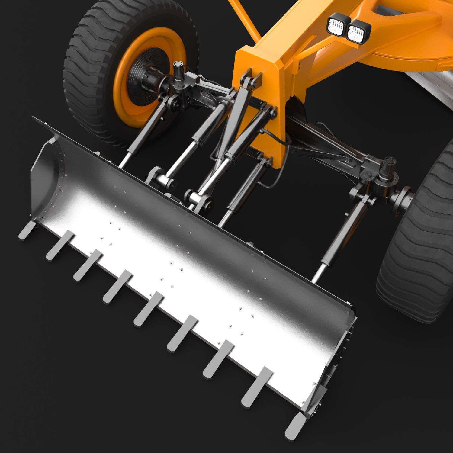 Grader orange bulldozer Low-poly 3D model_2