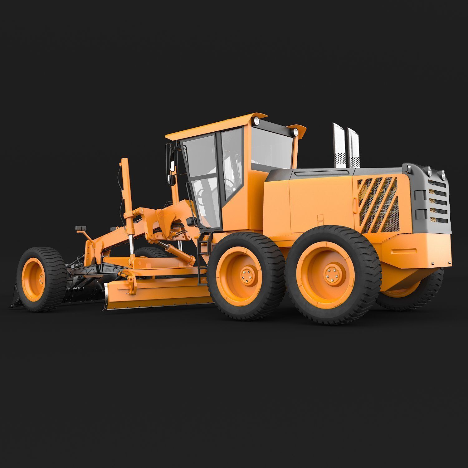 Grader orange bulldozer Low-poly 3D model_3