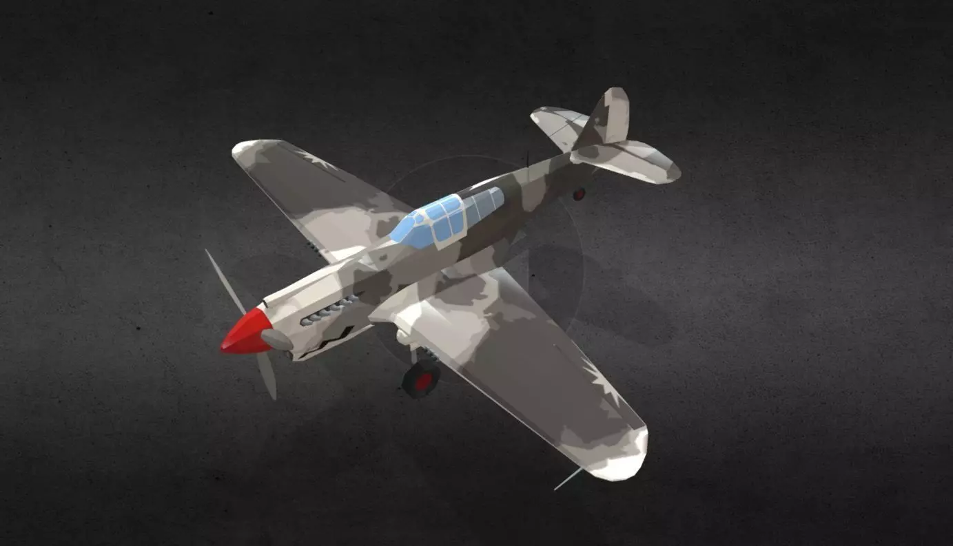 curtiss-p-40-warhawk fighter plane Low-poly 3D model