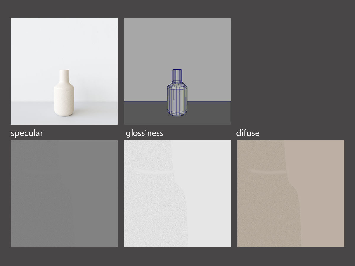 decorationset vase and leaf 3D model_4