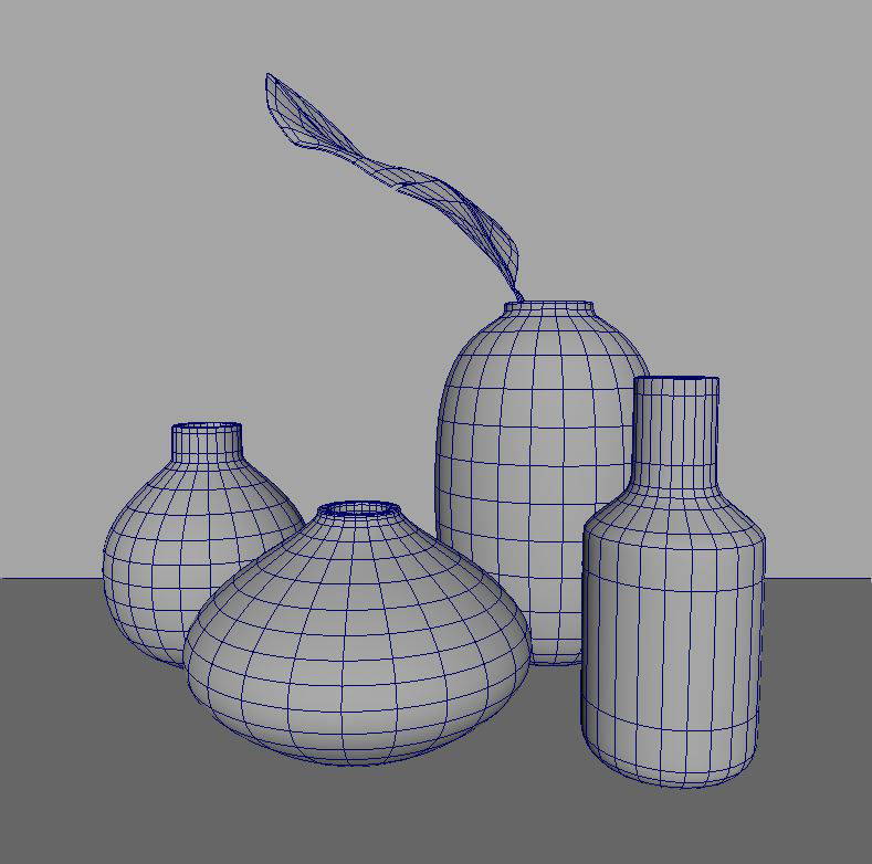decorationset vase and leaf 3D model_1