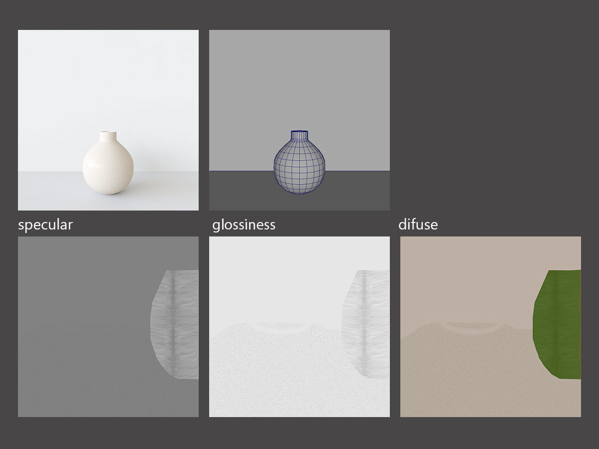 decorationset vase and leaf 3D model_3